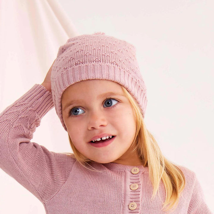 Beanie | Herringbone - Dusty Pink