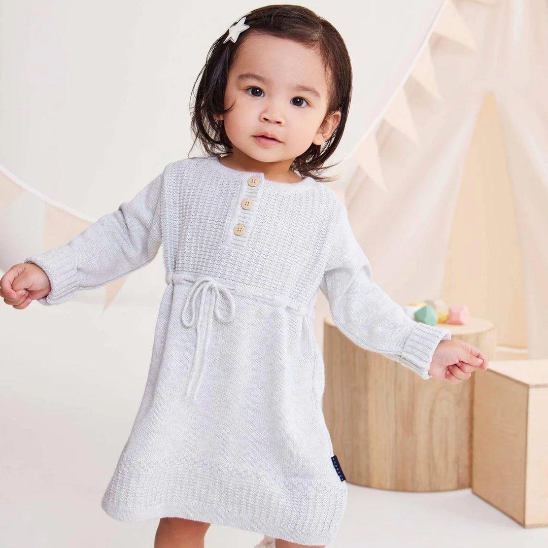 Dress | Long Sleeve Knit - Grey Marle