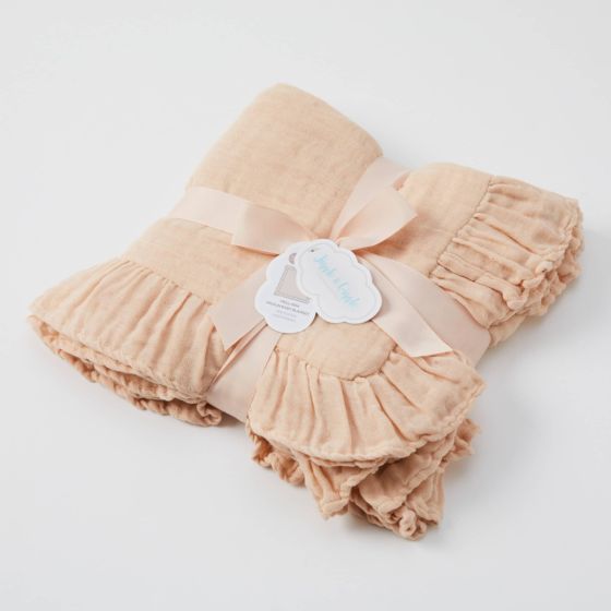 Muslin Blanket | Frill Hem - Pink Clay