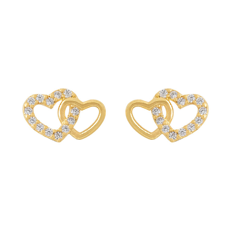 Earrings - Diamante Double Heart Stencil