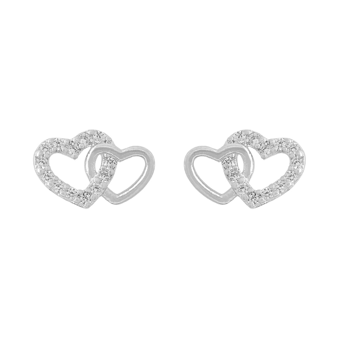 Earrings - Diamante Double Heart Stencil