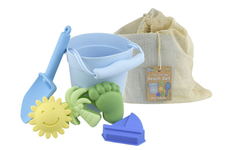 Beach Bucket | 6PC Silicone Set - Blue Sundae